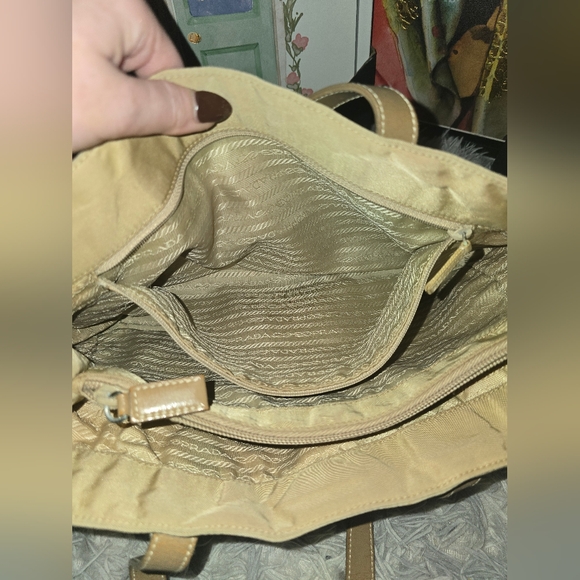 Prada Nylon Small/Medium Tan Shoulder Bag (EUC)(SEE PICS)(148) - Picture 8 of 10